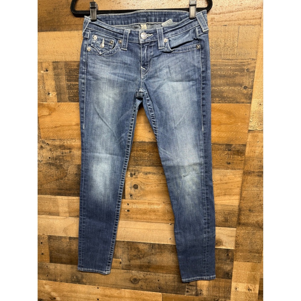True Religion World Tour Skinny Jeans Medium Wash‎ Blue Denim Size 28